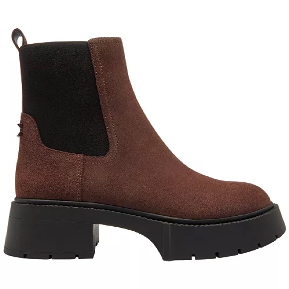 Coach Brown Suede Chelsea Boot with Black Elastic Lug Sole - Picture 2 of 6